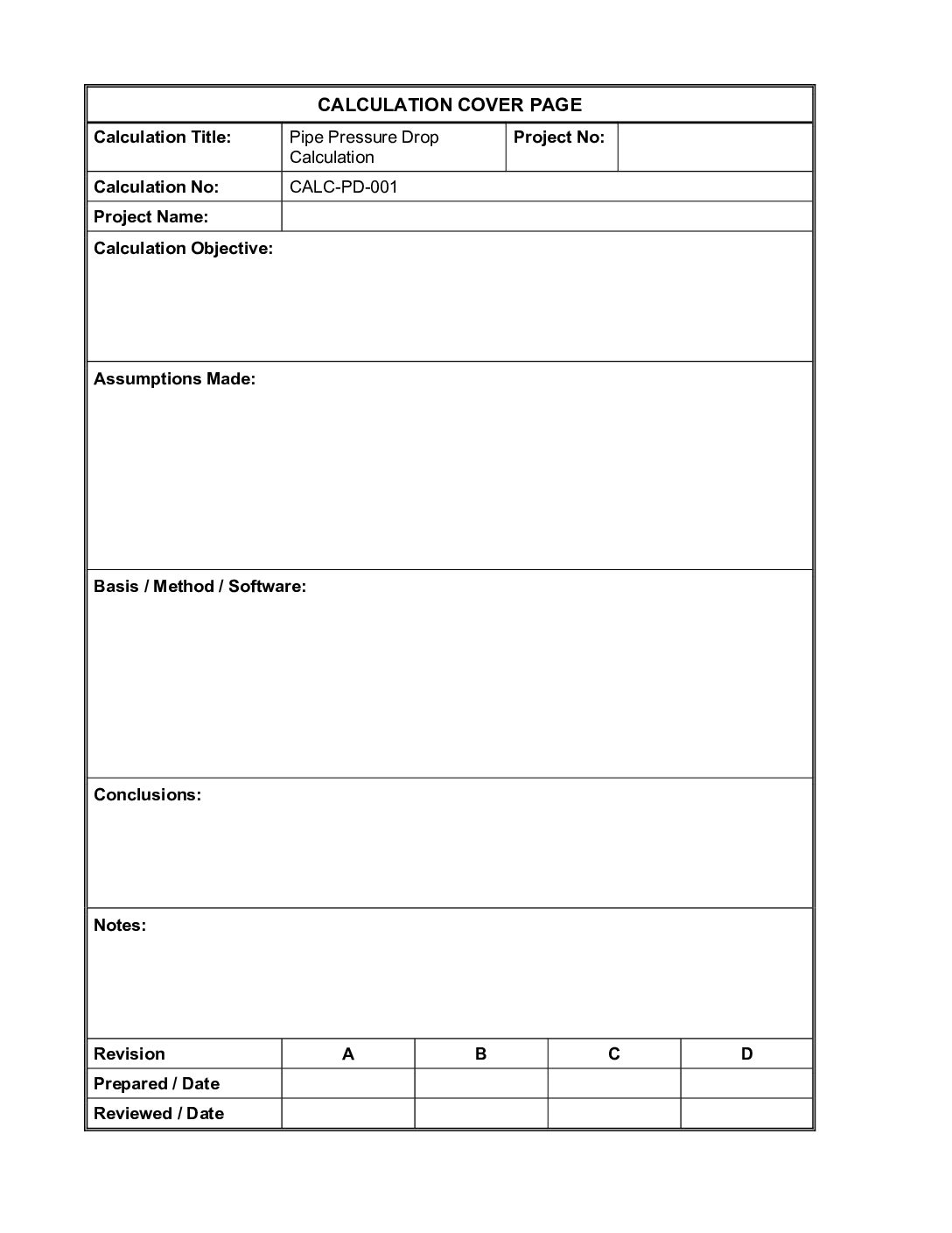 Pipe Pressure Drop Calculator — Editable Word Report